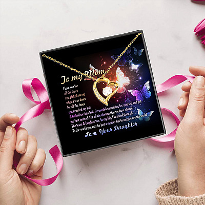 To My Mom I Love You For All The Times Forever Love Heart Pendant Necklace - Gift For Mom On Mother's Day