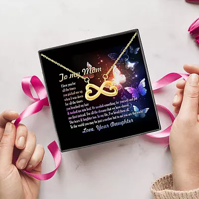 To My Mom I Love You For All The Times Infinity Heart Pendant Necklace  - Gift For Mom On Mother's Day