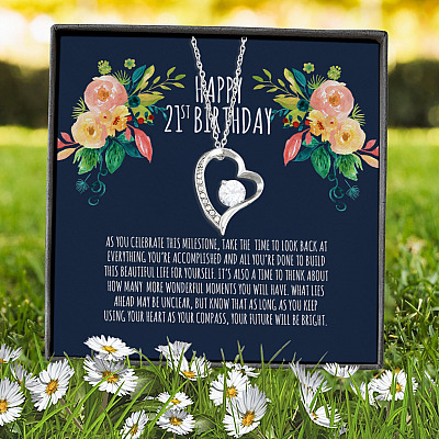 Alternative view of Happy 21st Birthday Your Future Will Be Bright Forever Love Pendant Necklace
