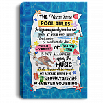 The Pool Rules Sea Turtle Personalized Canvas, White, 0.75'' Framed Canvas