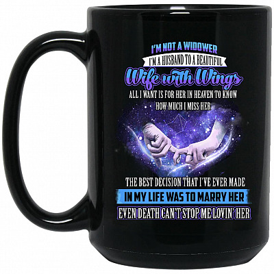 I'm Not a Widower, Black, 15 oz. Black Mug