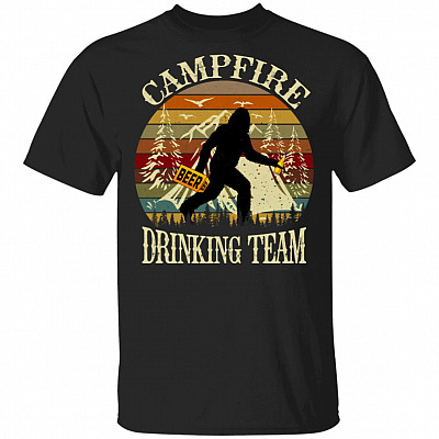 Campfire Drinking Team T-Shirt, Black, Unisex T-Shirt