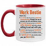 Work Bestie A Co-Worker, White/Red, 11 oz. Accent Mug