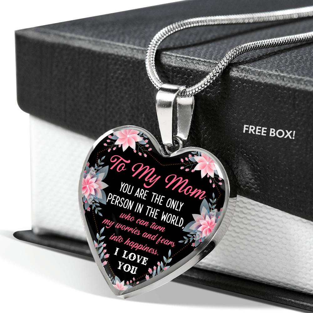 To My Mom You Are the Only Person in The World Mothers Day Gift Heart Pendant Necklace - Heart Luxury Necklace (Silver)
