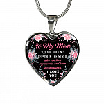 To My Mom You Are the Only Person in The World Mothers Day Gift Heart Pendant Necklace - Heart Luxury Necklace (Silver)