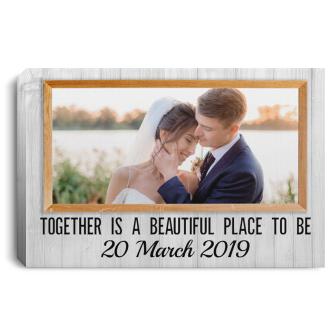 Custom Photo Together Is A Beautiful Place To Be Wrapped Framed Canvas Prints - Unframed Poster, White, 0.75'' Framed Canvas