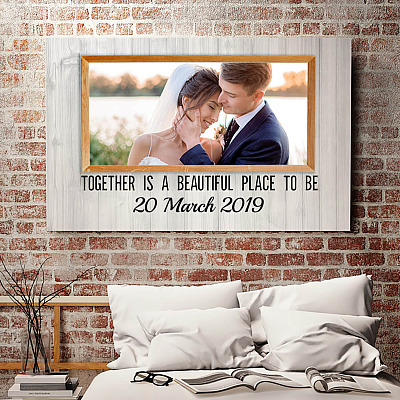 Alternative view of Custom Photo Together Is A Beautiful Place To Be Wrapped Framed Canvas Prints - Unframed Poster
