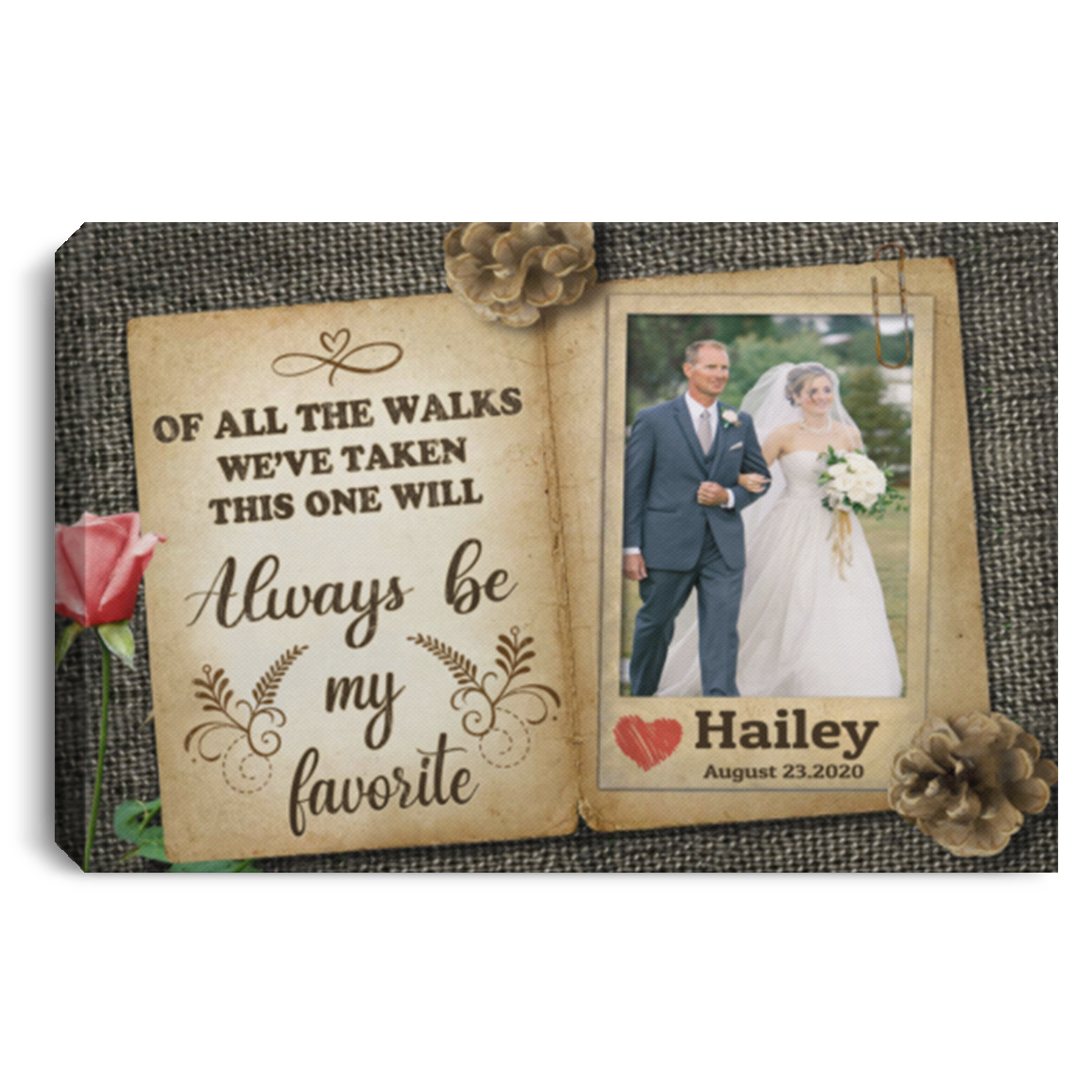 Personalized Photo Father Of The Bride Framed Canvas Prints - Unframed Poster-Decor Wall Art, White, 0.75'' Framed Canvas