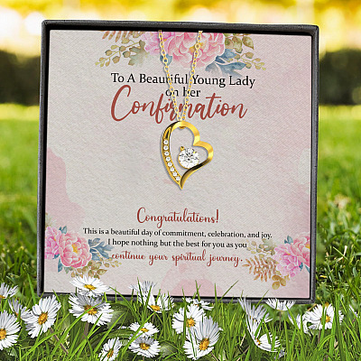 To A Beautiful Young Lady On Her Confirmation Congratulations Confirmation Forever Love Heart Pendant Necklace