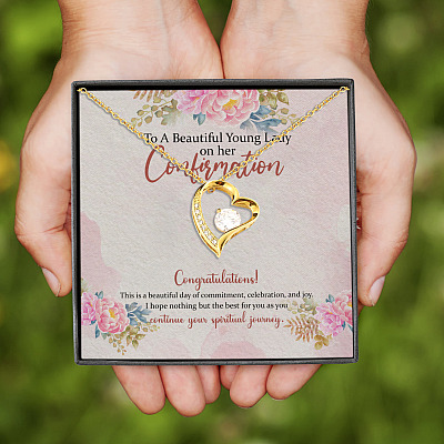 Alternative view of To A Beautiful Young Lady On Her Confirmation Congratulations Confirmation Forever Love Heart Pendant Necklace