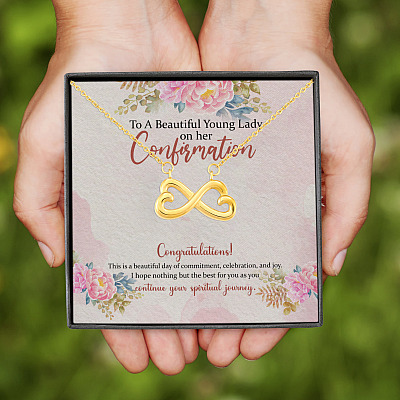 Alternative view of To A Beautiful Young Lady On Her Confirmation Congratulations Christian Confirmation Infinity Heart Pendant Necklace