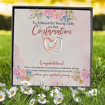 To A Beautiful Young Lady On Her Confirmation Congratulations Confirmation Interlocking Hearts Pendant Necklace
