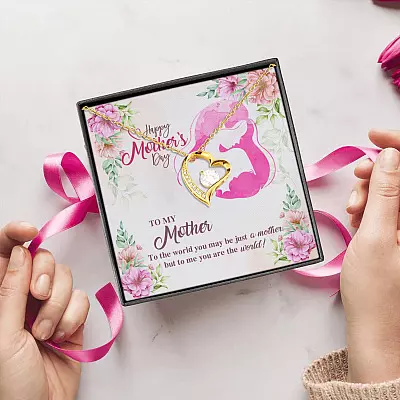 Alternative view of Happy Mother's Day to My Mother to The World You May Be Just a Mother Forever Love Pendant Necklace