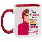 Malala Yousafzai Mug, White/Red, 11 oz. Accent Mug