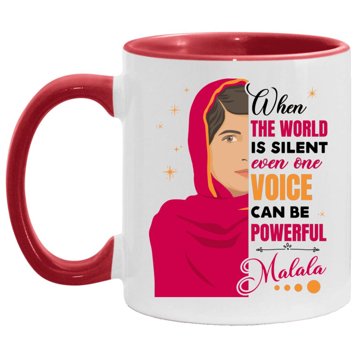 Malala Yousafzai Mug, White/Red, 11 oz. Accent Mug