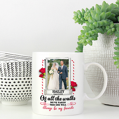 Alternative view of Personalized Photo Father Of The Bride Ceramic Coffee Mug - Beer Stein - Water Bottle - Color Changing Mug