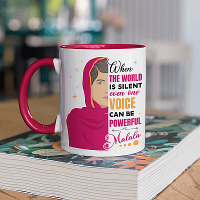 Alternative view of Malala Yousafzai When the World Is Silent - Feminist Women Empowerment Motivational Accent Mug
