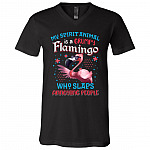 Flamingo Shirt, Black, V-Neck T-Shirt