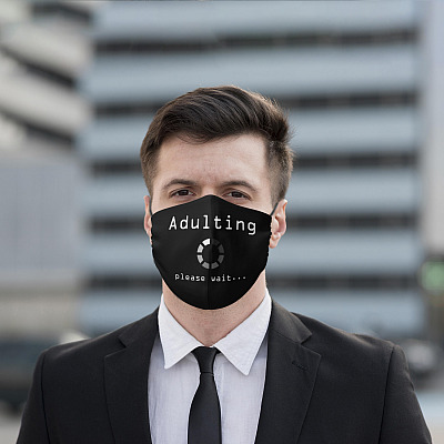 Alternative view of 18th Birthday Adulting Loading Please Wait Funny Sarcastic Washable Reusable Custom Printed Cloth Face Mask Cover