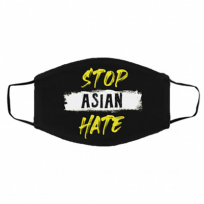 Stop Asian Hate Anti Mask Cover, Black, Cloth Face Cover – Medium/Large
