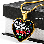 Autism Doesn't Come With A Manual Mom Heart Pendant Necklace - Heart Luxury Necklace (Gold Plated)