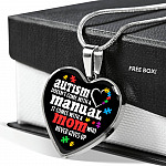Autism Doesn't Come With A Manual Mom Heart Pendant Necklace - Heart Luxury Necklace (Silver)