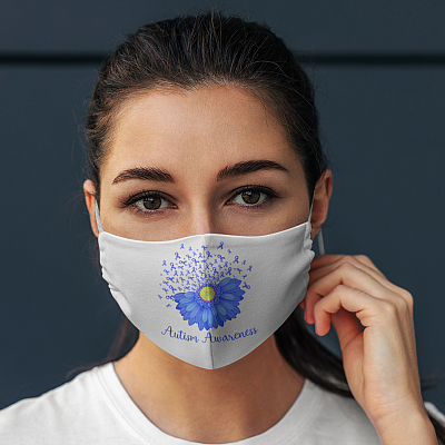 Alternative view of Blue Daisy Autism Awareness Day 2021 Wear Blue for Autism Washable Reusable Face Mask