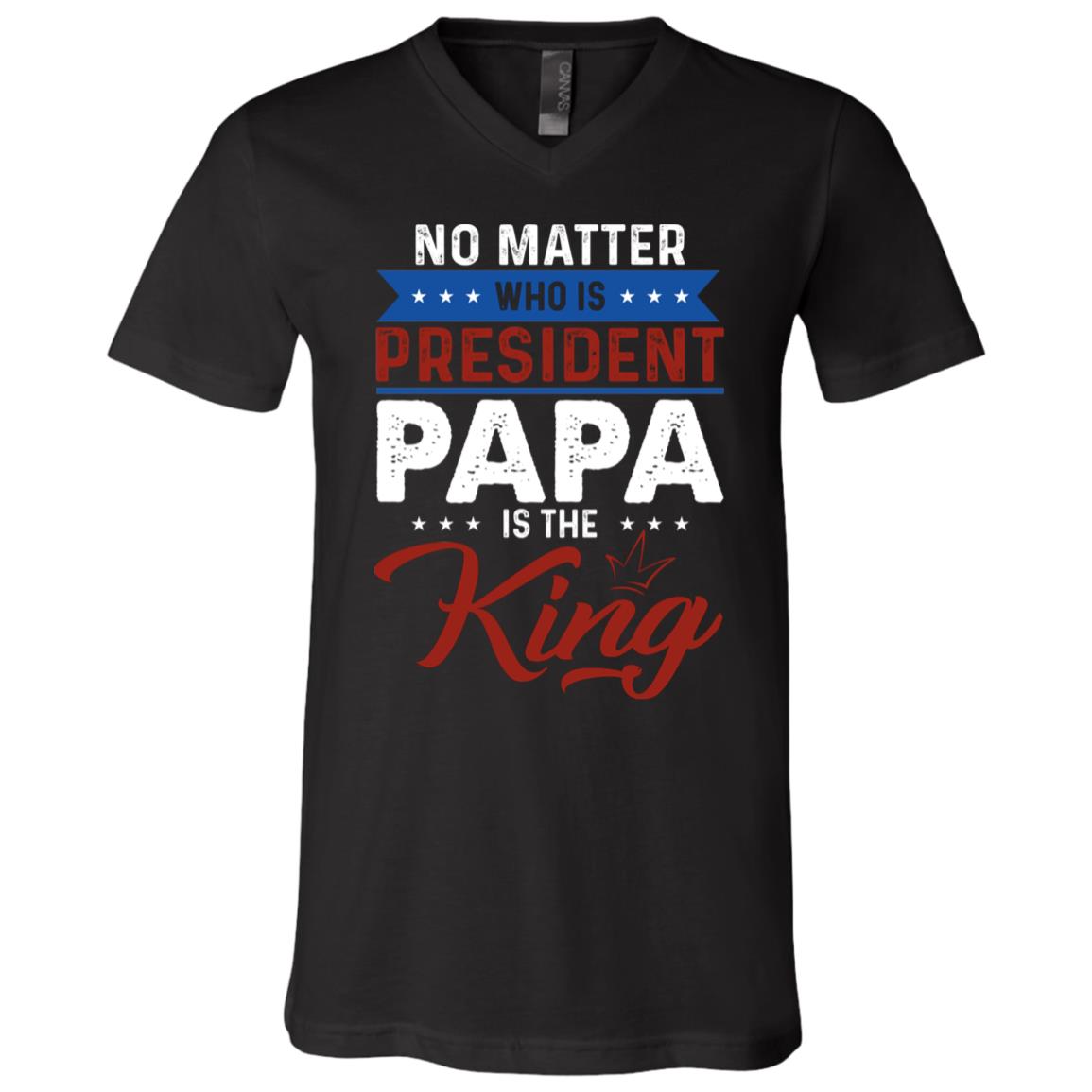 papa king vneck, Black, V-Neck T-Shirt