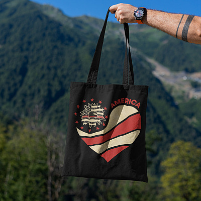 Alternative view of American Flag Firefighter All Over Print Tote Bag - Shoulder Bag - Reusable Grocery Shopping Bag