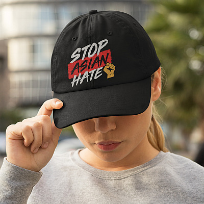 Alternative view of Stop Asian Hate Hand of Justice Stop Asian Hate Crimes Twill Cap - Snapback Hat - Trucker Hat