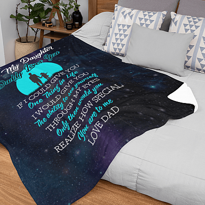 Alternative view of Silhouette Dad Daughter To My Daughter Daddy Loves You Fleece Blanket - Mink Blanket - Woven Blanket