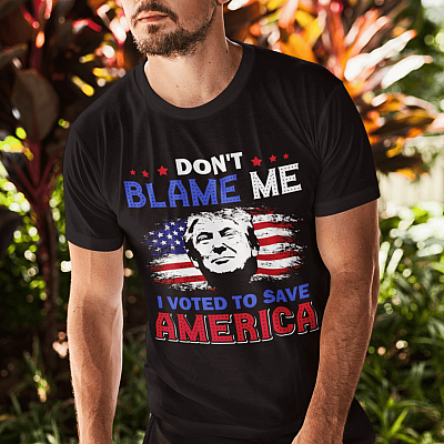 Alternative view of Vintage Trump Don't Blame Me I Voted To Save America American Flag T-Shirt - Trump Supporter Shirt