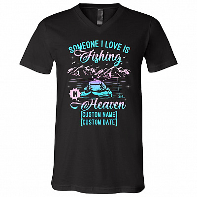 Personalized Someone I Love, Black, V-Neck T-Shirt