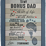 Personalized To My Bonus Dad, White, Cozy Plush Fleece Blanket - 50x60