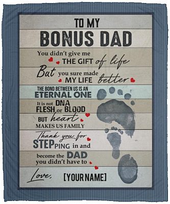 Personalized To My Bonus Dad, White, Cozy Plush Fleece Blanket - 50x60