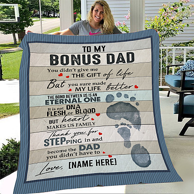 Alternative view of Personalized To My Bonus Dad You Didn't Give Me the Gift Of Life Fleece Blanket - Premium Sherpa Blanket