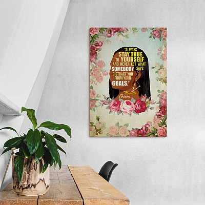 Alternative view of Michelle Obama Feminist Always Stay True to Yourself - Influential Women History Month Framed Canvas - Unframed Poster