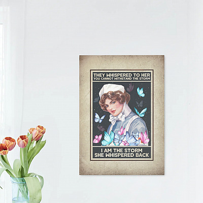 Alternative view of Vintage Nurse They Whispered To Her You Can Not Withstand The Storm I Am The Storm Framed Canvas - Unframed Poster