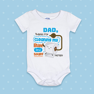 Alternative view of Personalized Thanks for Cleansing My Bum Baby Onesie - First Fathers Day Baby Infant Bodysuit