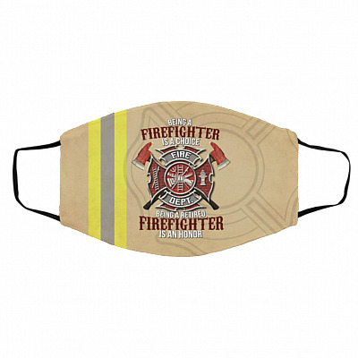 Firefighter Mask, White, Cloth Face Cover – Medium/Large