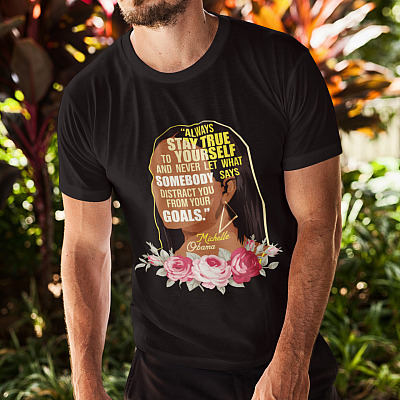 Alternative view of Michelle Obama Feminist Always Stay True to Yourself - Influential Women History Month T-shirt - V-neck