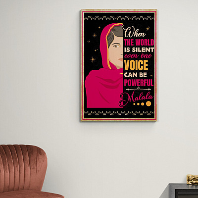 Alternative view of Malala Yousafzai When the World Is Silent - Feminist Women Empowerment Motivational Framed Canvas - Unframed Poster