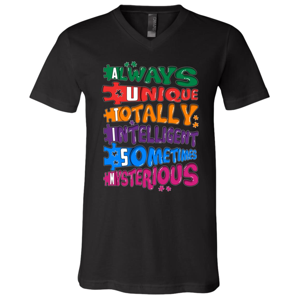 Autism tee, Black, V-Neck T-Shirt Autism tee, Black, V-Neck T-Shirt