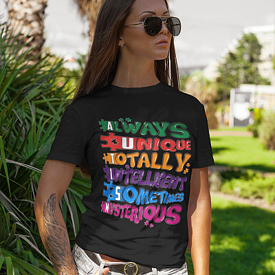 Alternative view of Autism Defined Always Unique Totally Intelligent Sometimes Mysterious - Gift for Autism Mom T-shirt - V-neck
