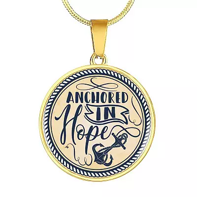 Anchored In Hope Circle Pendant Necklace - Circle Luxury Necklace (Gold Plated)