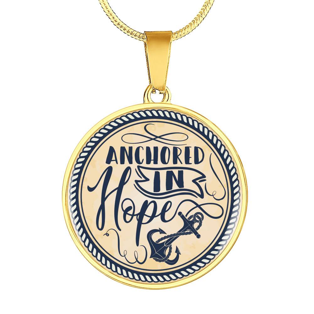 Anchored In Hope Circle Pendant Necklace - Circle Luxury Necklace (Gold Plated)
