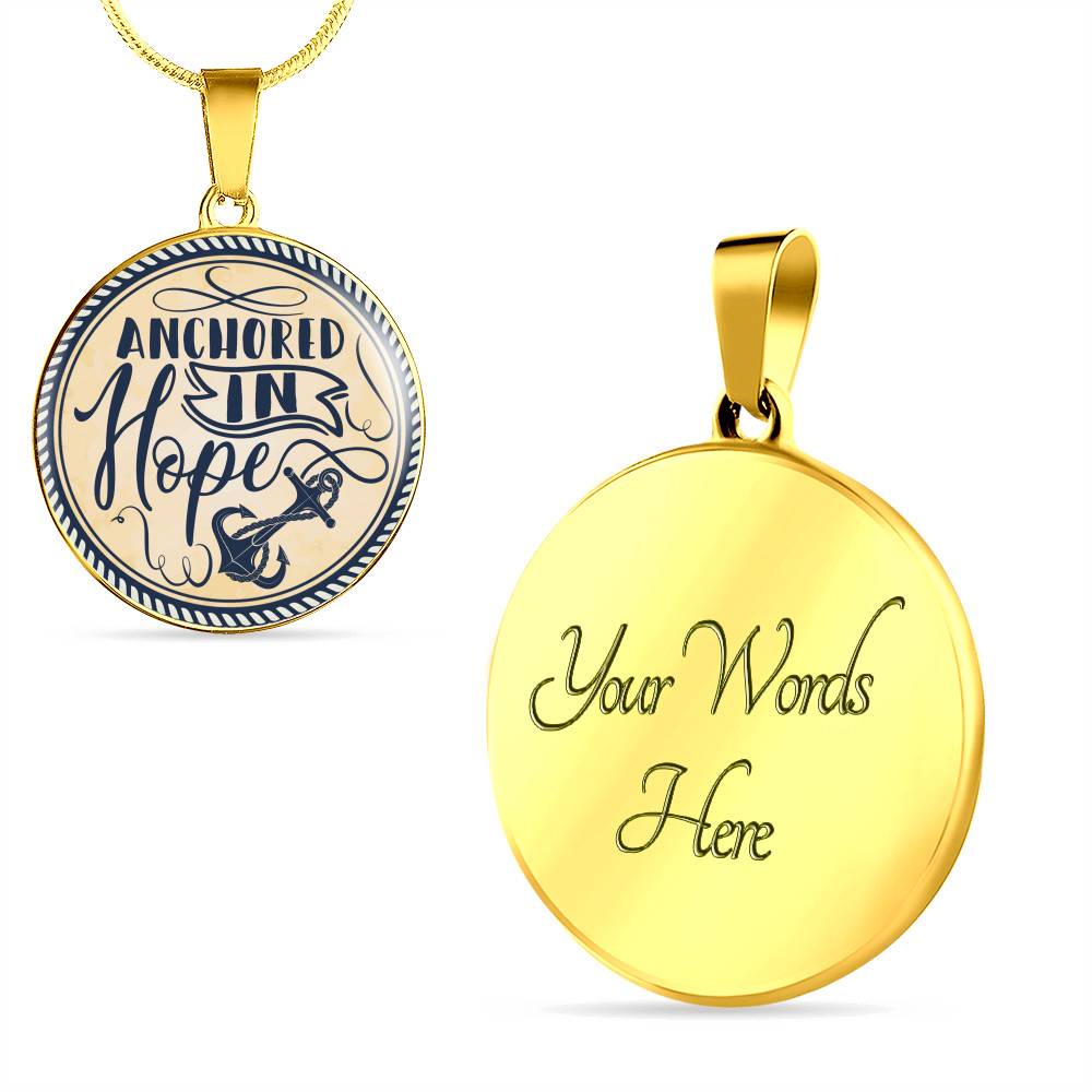 Anchored In Hope Circle Pendant Necklace - Circle Luxury Necklace (Gold Plated)