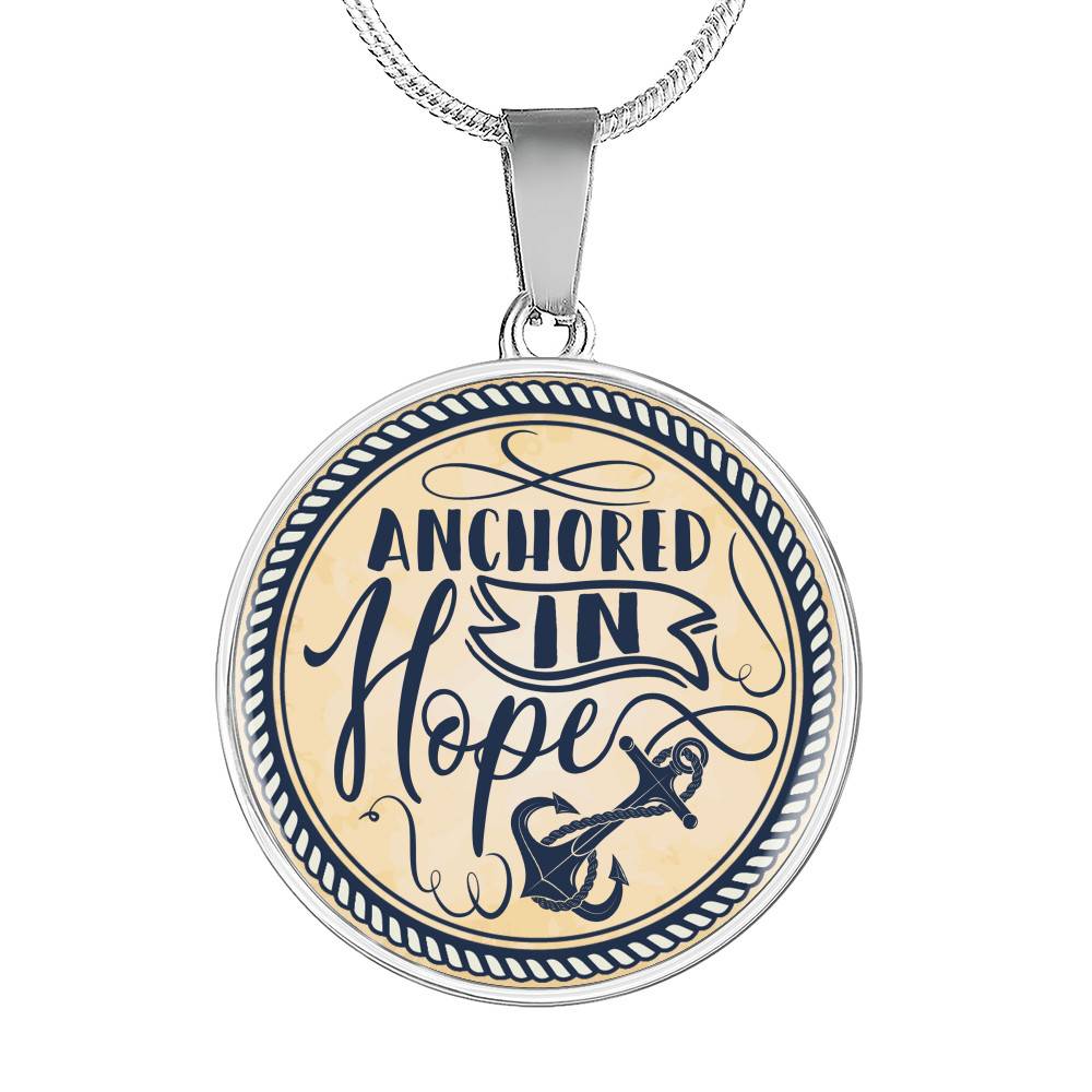 Anchored In Hope Circle Pendant Necklace - Circle Luxury Necklace (Silver)