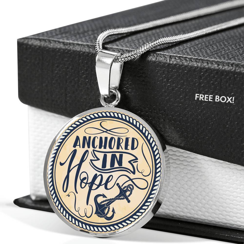 Anchored In Hope Circle Pendant Necklace - Circle Luxury Necklace (Silver)