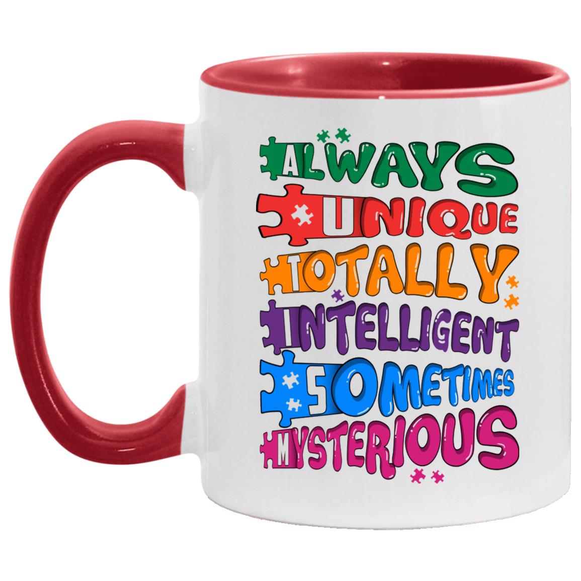 Autism mug, White/Red, 11 oz. Accent Mug Autism mug, White/Red, 11 oz. Accent Mug